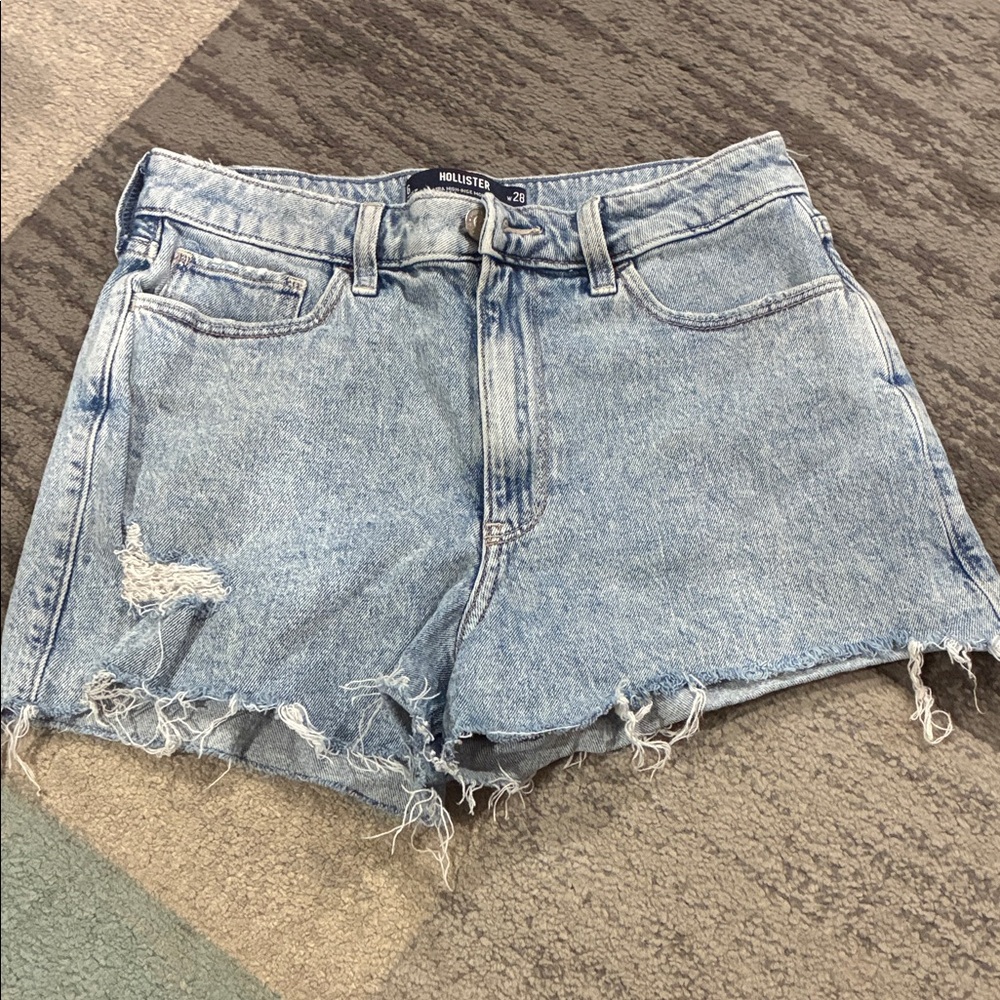 Hollister Light Wash Distressed Denim Cutoff Shorts